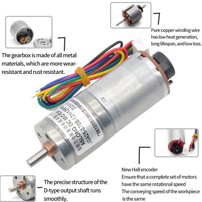 6v 12v 25mm مُفرش DC Gear Motor Encoder JGA25-370B عزم دوران عالي 25mm مُفرش DC Gear Motor 17